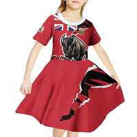 Personalized Canada Manitoba Province Bison Kid Short Sleeve Dress Gloriosus et Liber