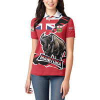 Personalized Canada Manitoba Province Bison Women Polo Shirt Gloriosus et Liber