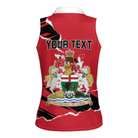 Personalized Canada Manitoba Province Bison Women Sleeveless Polo Shirt Gloriosus et Liber