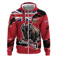 Personalized Canada Manitoba Province Bison Zip Hoodie Gloriosus et Liber