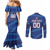 Custom Dominican Republic Basketball Couples Matching Mermaid Dress and Long Sleeve Button Shirt Enjoy The Game