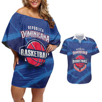 Custom Dominican Republic Basketball Couples Matching Off Shoulder Short Dress and Hawaiian Shirt Enjoy The Game