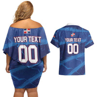Custom Dominican Republic Basketball Couples Matching Off Shoulder Short Dress and Hawaiian Shirt Enjoy The Game