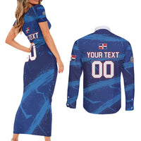 Custom Dominican Republic Basketball Couples Matching Short Sleeve Bodycon Dress and Long Sleeve Button Shirt Enjoy The Game