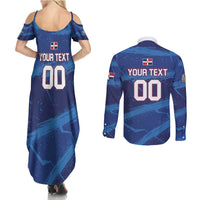 Custom Dominican Republic Basketball Couples Matching Summer Maxi Dress and Long Sleeve Button Shirt Enjoy The Game