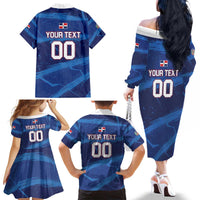 Custom Dominican Republic Basketball Family Matching Off The Shoulder Long Sleeve Dress and Hawaiian Shirt Enjoy The Game