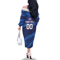 Custom Dominican Republic Basketball Family Matching Off The Shoulder Long Sleeve Dress and Hawaiian Shirt Enjoy The Game