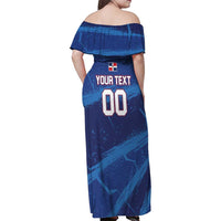 Custom Dominican Republic Basketball Family Matching Off Shoulder Maxi Dress and Hawaiian Shirt Enjoy The Game
