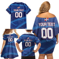 Custom Dominican Republic Basketball Family Matching Off Shoulder Short Dress and Hawaiian Shirt Enjoy The Game