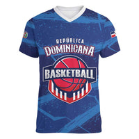 Custom Dominican Republic Basketball Women V-Neck T-Shirt Enjoy The Game