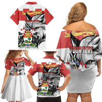 Personalized Canada Prince Edward Island Province Family Matching Off Shoulder Short Dress and Hawaiian Shirt Silver Fox Parva sub ingenti
