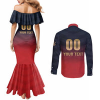 Custom Bengaluru 2025 Cricket Royal Challengers Couples Matching Mermaid Dress and Long Sleeve Button Shirt Lions Play Bold