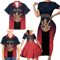 Custom Bengaluru 2025 Cricket Royal Challengers Family Matching Short Sleeve Bodycon Dress and Hawaiian Shirt Lions Play Bold