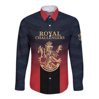 Custom Bengaluru 2025 Cricket Royal Challengers Long Sleeve Button Shirt Lions Play Bold