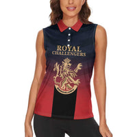 Custom Bengaluru 2025 Cricket Royal Challengers Women Sleeveless Polo Shirt Lions Play Bold