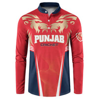 Custom Punjab 2025 Cricket Lion Kings Button Sweatshirt Jazba Hai Punjabi