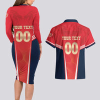 Custom Punjab 2025 Cricket Lion Kings Couples Matching Long Sleeve Bodycon Dress and Hawaiian Shirt Jazba Hai Punjabi