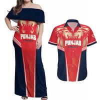 Custom Punjab 2025 Cricket Lion Kings Couples Matching Off Shoulder Maxi Dress and Hawaiian Shirt Jazba Hai Punjabi