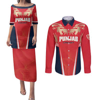 Custom Punjab 2025 Cricket Lion Kings Couples Matching Puletasi and Long Sleeve Button Shirt Jazba Hai Punjabi