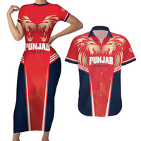 Custom Punjab 2025 Cricket Lion Kings Couples Matching Short Sleeve Bodycon Dress and Hawaiian Shirt Jazba Hai Punjabi