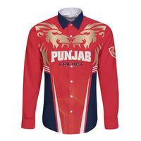 Custom Punjab 2025 Cricket Lion Kings Long Sleeve Button Shirt Jazba Hai Punjabi