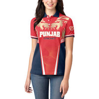Custom Punjab 2025 Cricket Lion Kings Women Polo Shirt Jazba Hai Punjabi