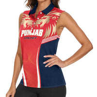Custom Punjab 2025 Cricket Lion Kings Women Sleeveless Polo Shirt Jazba Hai Punjabi