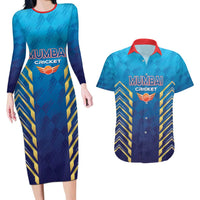 Custom Mumbai 2025 Cricket Indians Couples Matching Long Sleeve Bodycon Dress and Hawaiian Shirt Aali Re Play Like Mumbai