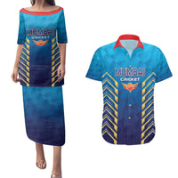 Custom Mumbai 2025 Cricket Indians Couples Matching Puletasi and Hawaiian Shirt Aali Re Play Like Mumbai