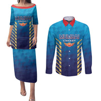 Custom Mumbai 2025 Cricket Indians Couples Matching Puletasi and Long Sleeve Button Shirt Aali Re Play Like Mumbai
