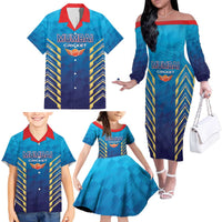 Custom Mumbai 2025 Cricket Indians Family Matching Off The Shoulder Long Sleeve Dress and Hawaiian Shirt Aali Re Play Like Mumbai