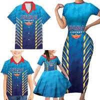 Custom Mumbai 2025 Cricket Indians Family Matching Short Sleeve Bodycon Dress and Hawaiian Shirt Aali Re Play Like Mumbai