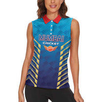 Custom Mumbai 2025 Cricket Indians Women Sleeveless Polo Shirt Aali Re Play Like Mumbai