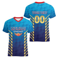 Custom Mumbai 2025 Cricket Indians Women V-Neck T-Shirt Aali Re Play Like Mumbai