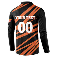 Custom Hyderabad 2025 Cricket Sunrisers Button Sweatshirt Orange Army Play With Fire