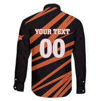 Custom Hyderabad 2025 Cricket Sunrisers Family Matching Long Sleeve Bodycon Dress and Hawaiian Shirt Orange Army Play With Fire