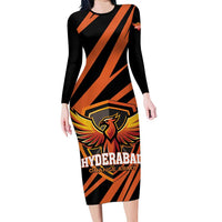 Custom Hyderabad 2025 Cricket Sunrisers Family Matching Long Sleeve Bodycon Dress and Hawaiian Shirt Orange Army Play With Fire