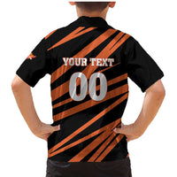 Custom Hyderabad 2025 Cricket Sunrisers Family Matching Mermaid Dress and Hawaiian Shirt Orange Army Play With Fire
