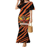 Custom Hyderabad 2025 Cricket Sunrisers Family Matching Mermaid Dress and Hawaiian Shirt Orange Army Play With Fire