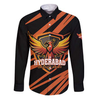 Custom Hyderabad 2025 Cricket Sunrisers Family Matching Off The Shoulder Long Sleeve Dress and Hawaiian Shirt Orange Army Play With Fire