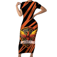 Custom Hyderabad 2025 Cricket Sunrisers Family Matching Short Sleeve Bodycon Dress and Hawaiian Shirt Orange Army Play With Fire
