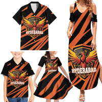 Custom Hyderabad 2025 Cricket Sunrisers Family Matching Summer Maxi Dress and Hawaiian Shirt Orange Army Play With Fire