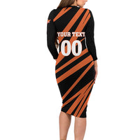 Custom Hyderabad 2025 Cricket Sunrisers Long Sleeve Bodycon Dress Orange Army Play With Fire