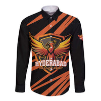 Custom Hyderabad 2025 Cricket Sunrisers Long Sleeve Button Shirt Orange Army Play With Fire