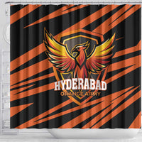 Hyderabad 2025 Cricket Sunrisers Shower Curtain Orange Army Play With Fire