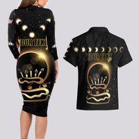 Personalized Total Solar Eclipse 2024 Couples Matching Long Sleeve Bodycon Dress and Hawaiian Shirt My Birthday Present From The Universe - Wonder Print Shop
