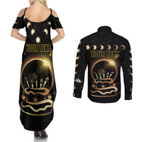 Personalized Total Solar Eclipse 2024 Couples Matching Summer Maxi Dress and Long Sleeve Button Shirt My Birthday Present From The Universe - Wonder Print Shop