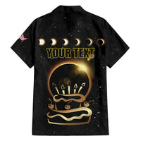 Personalized Total Solar Eclipse 2024 Family Matching Off Shoulder Short Dress and Hawaiian Shirt My Birthday Present From The Universe - Wonder Print Shop