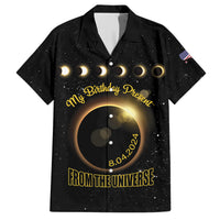 Personalized Total Solar Eclipse 2024 Family Matching Short Sleeve Bodycon Dress and Hawaiian Shirt My Birthday Present From The Universe - Wonder Print Shop