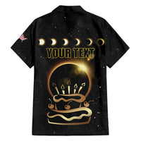 Personalized Total Solar Eclipse 2024 Family Matching Short Sleeve Bodycon Dress and Hawaiian Shirt My Birthday Present From The Universe - Wonder Print Shop